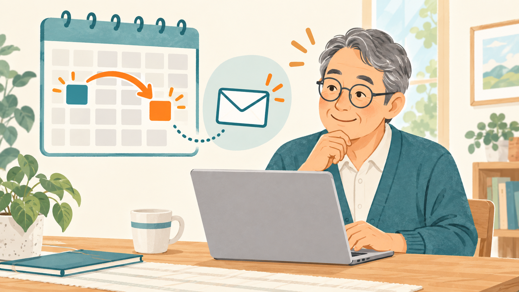 元の予定と新しい候補日を確認するイラスト