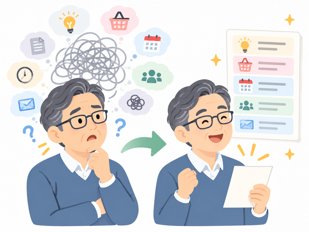 頭の中の情報をChatGPTで整理するイメージ