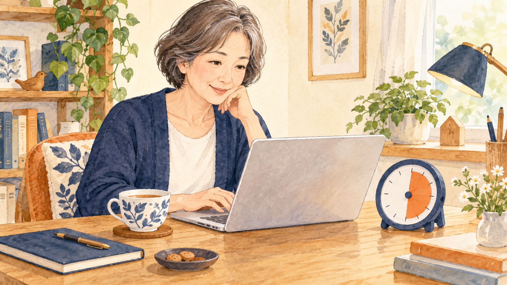 パソコン作業の時間をタイマーで区切るイメージ