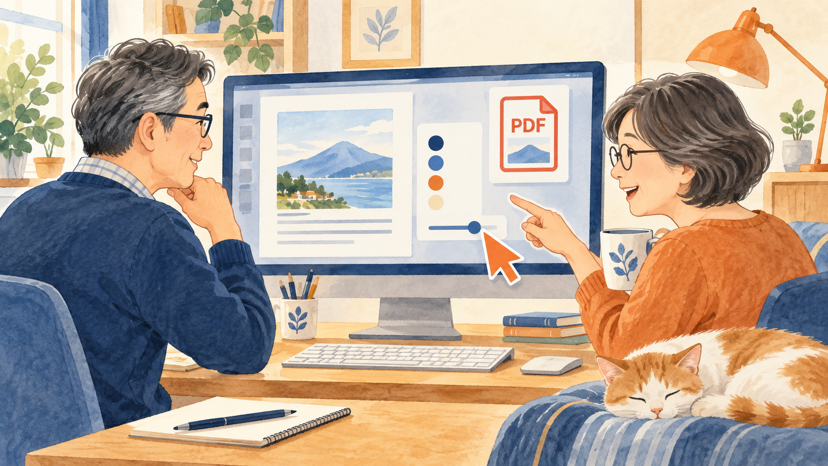 色と大きさを調整したマウスポインターを見つけやすくするイメージ
