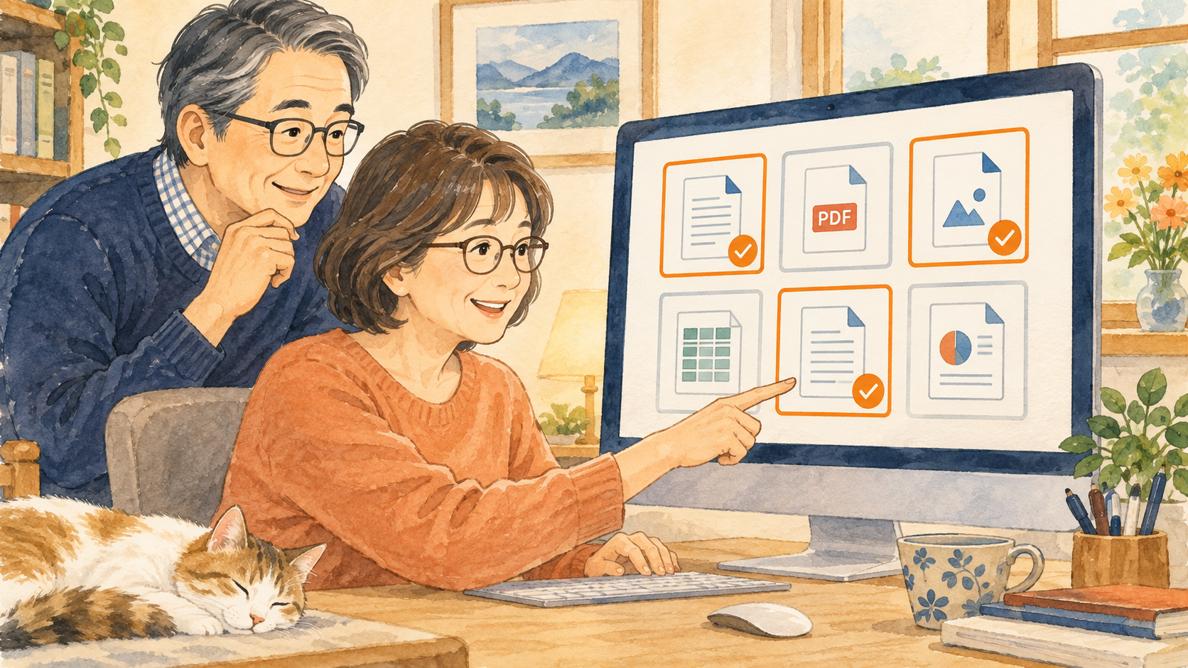 複数の書類から必要なものだけを選ぶイメージ