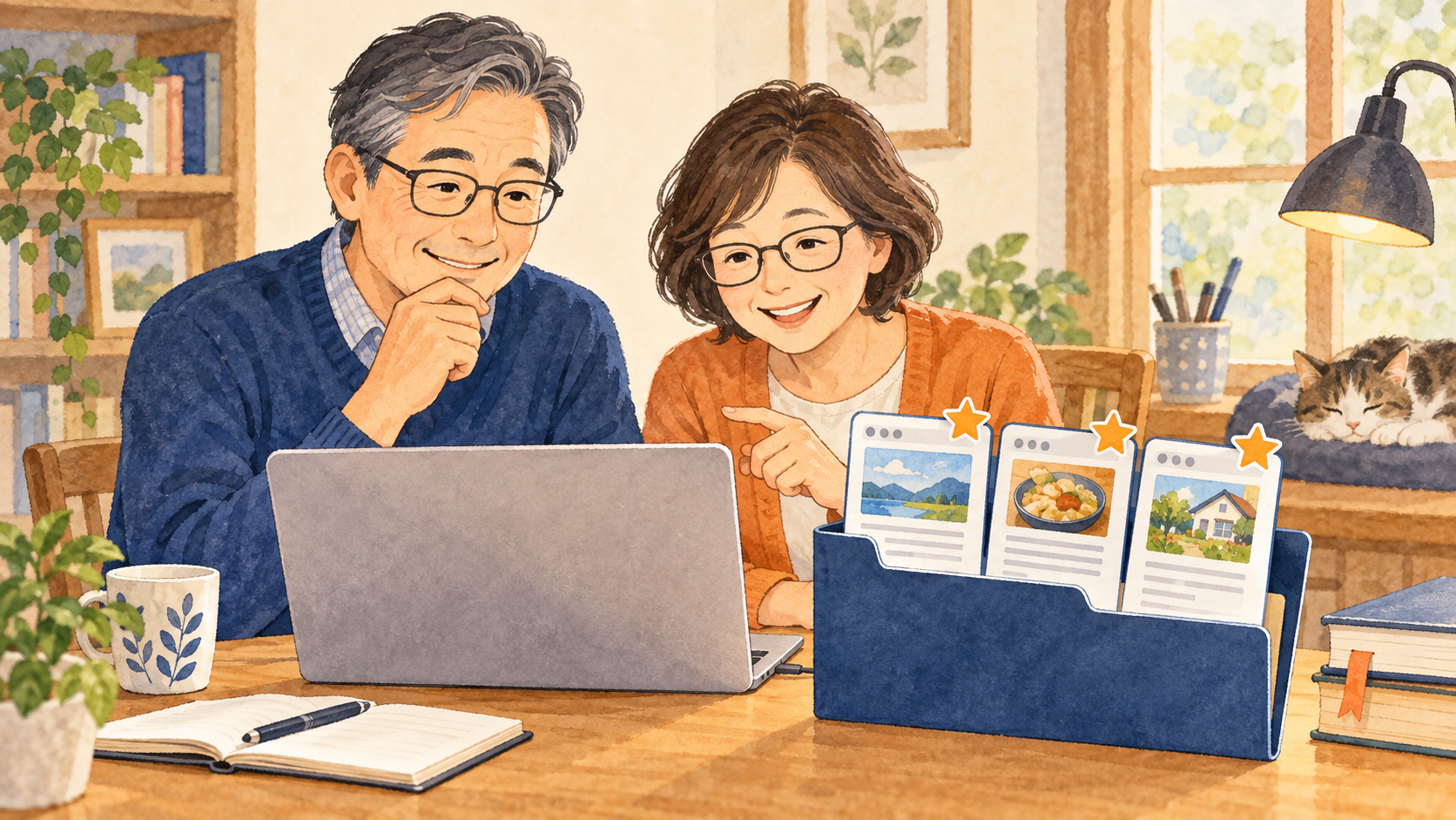 星を付けたWebページを目的別に整理するイメージ
