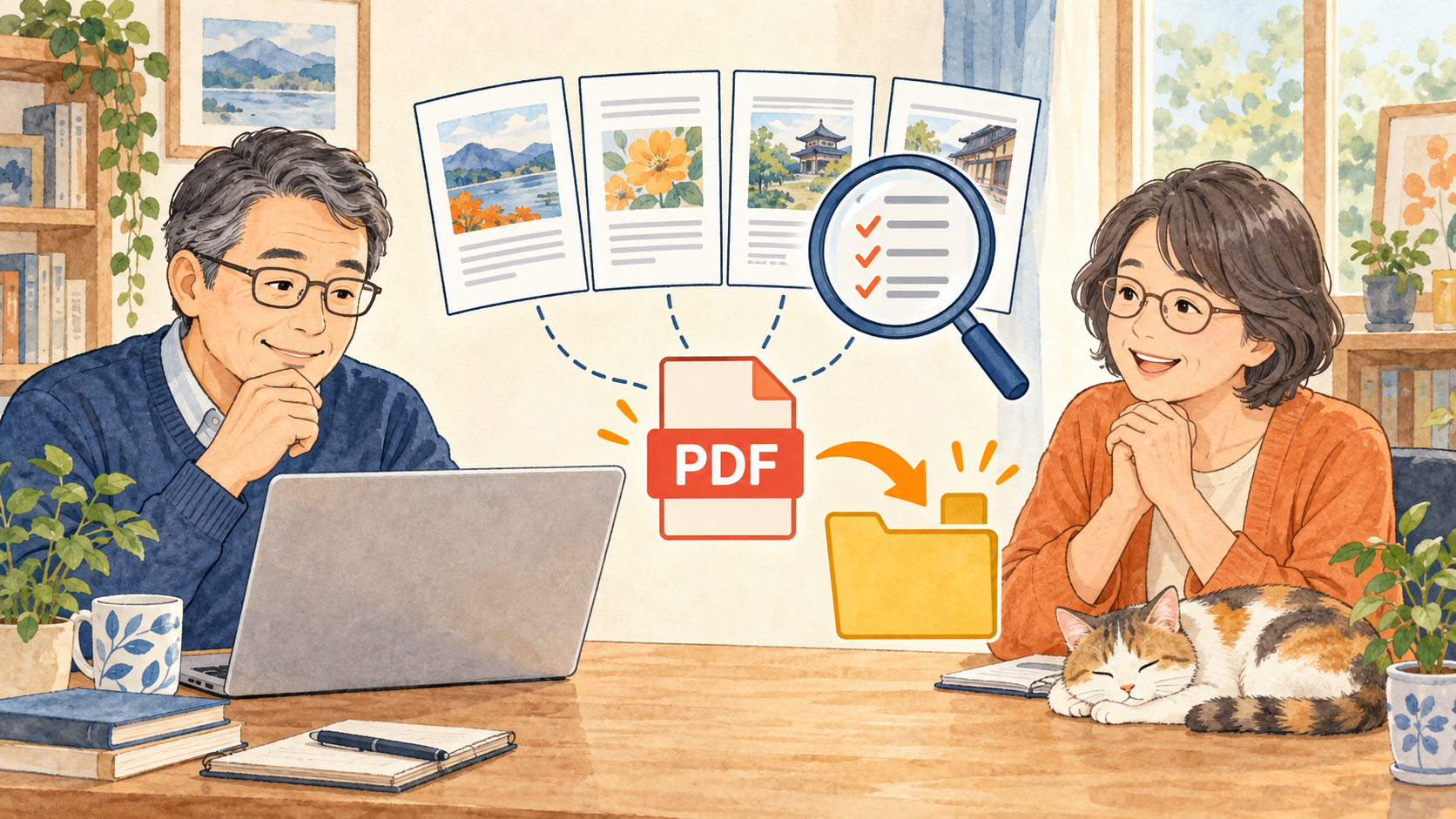 印刷プレビューを確認してPDFをフォルダーへ保存するイメージ
