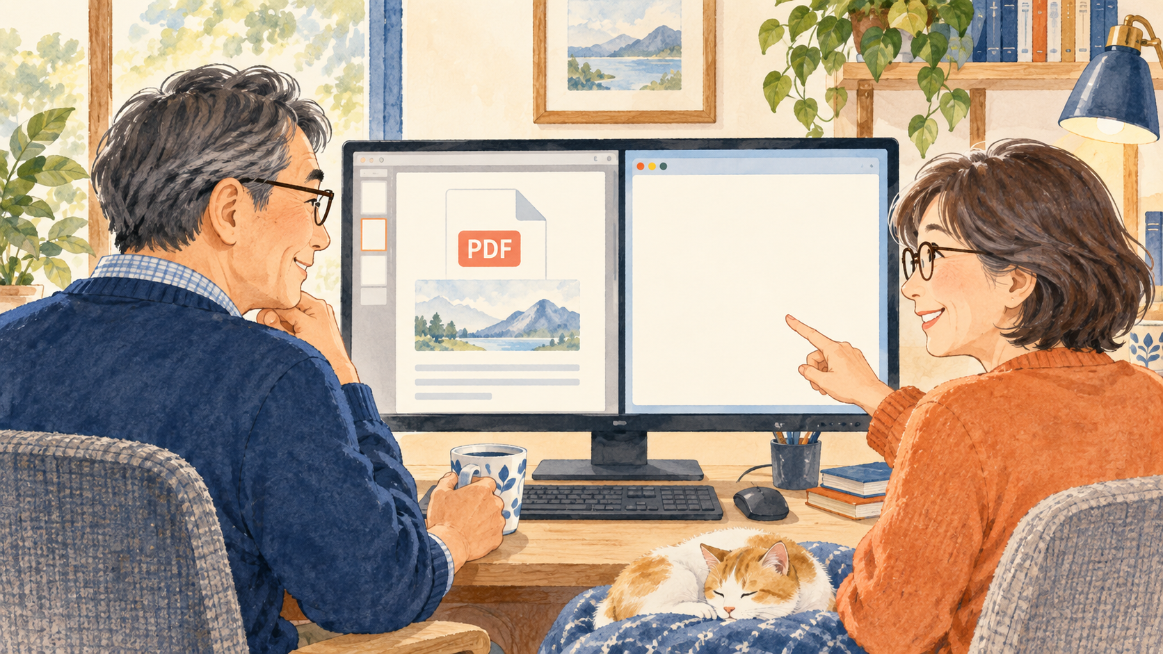 一つの画面で資料とメモを左右に並べるイメージ