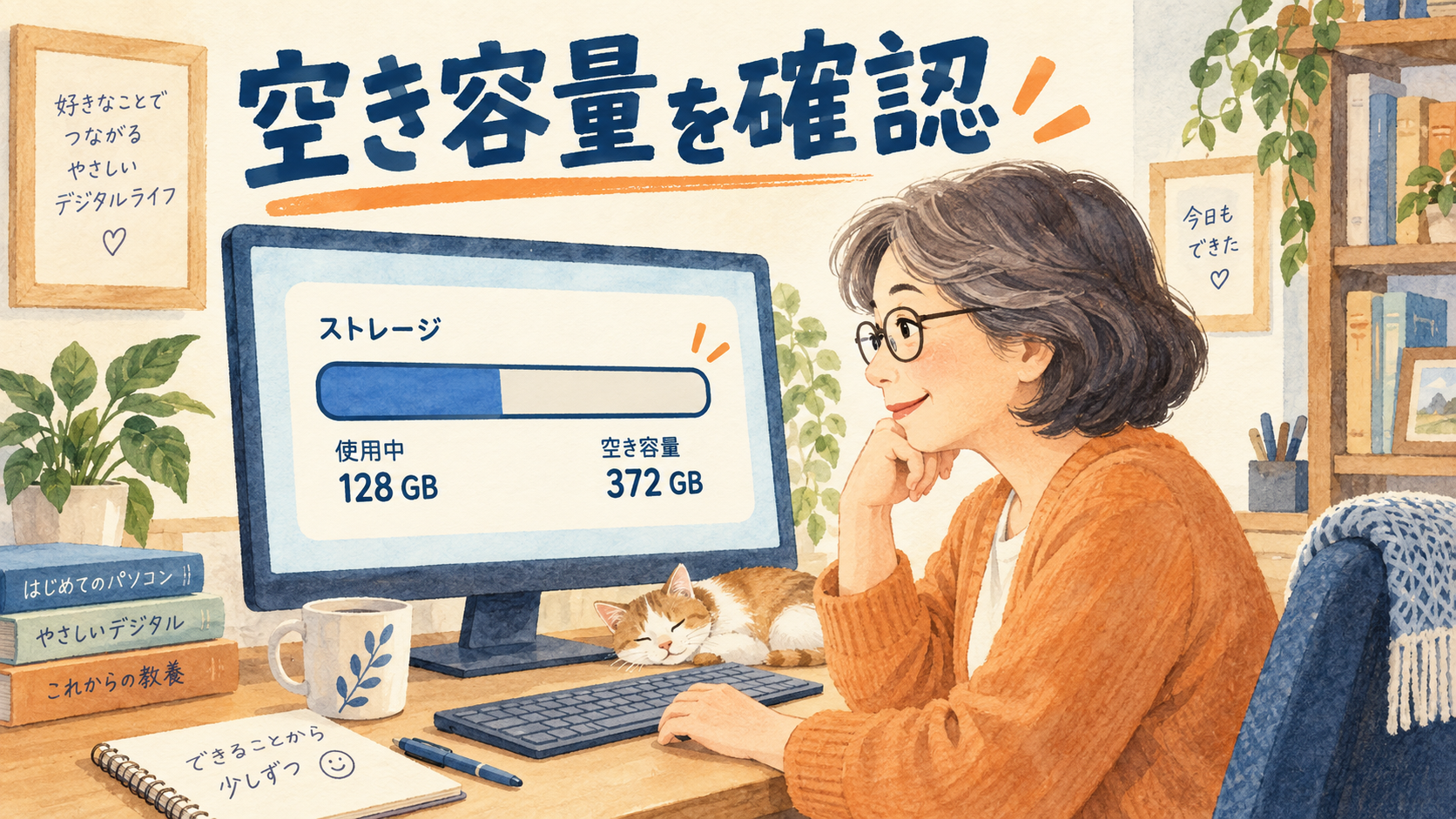 ストレージの使用領域と空き領域を確認するイメージ