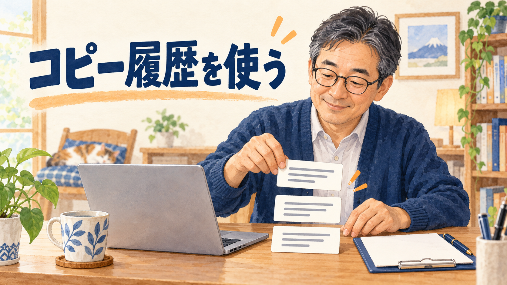 コピーした複数の文章から必要なものを選ぶイメージ