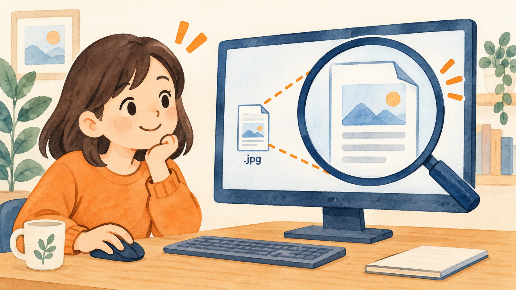 画面の小さな部分をレンズで拡大して見るイメージ