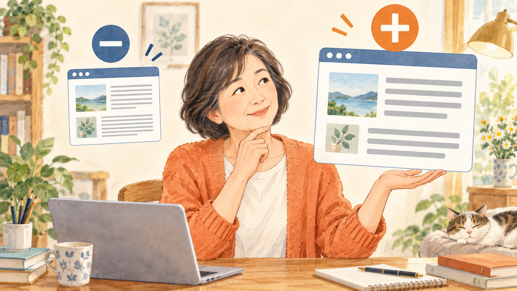 小さなWebページの表示を読みやすい大きさへ変えるイメージ