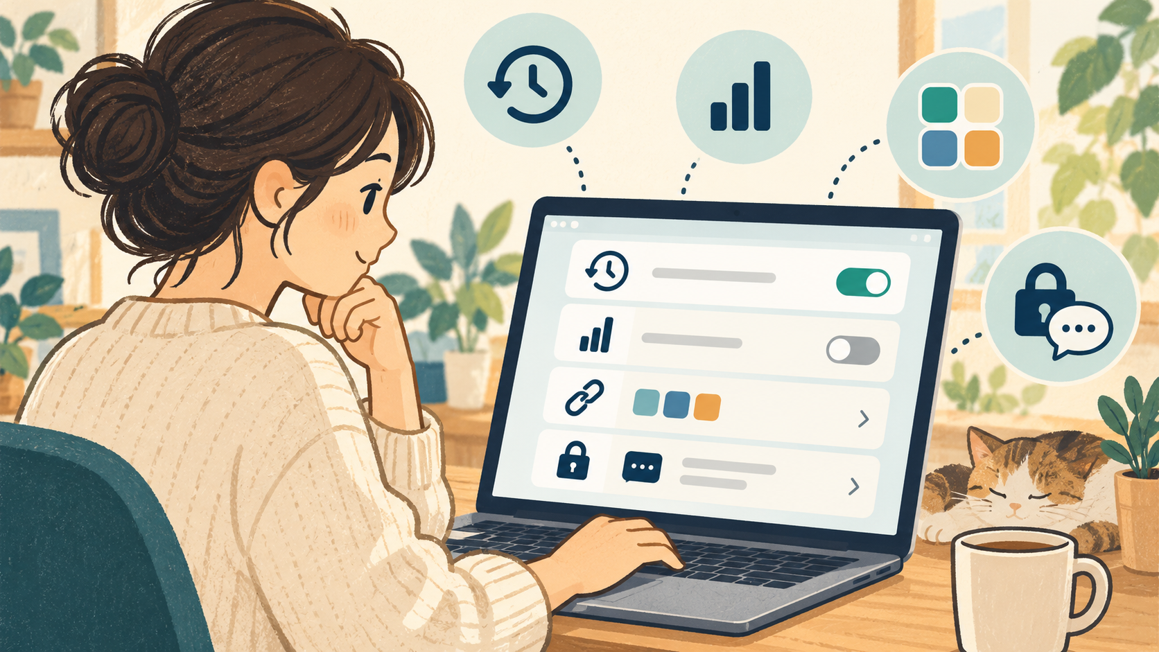 AIサービスの履歴・学習・連携アプリ設定を確認する
