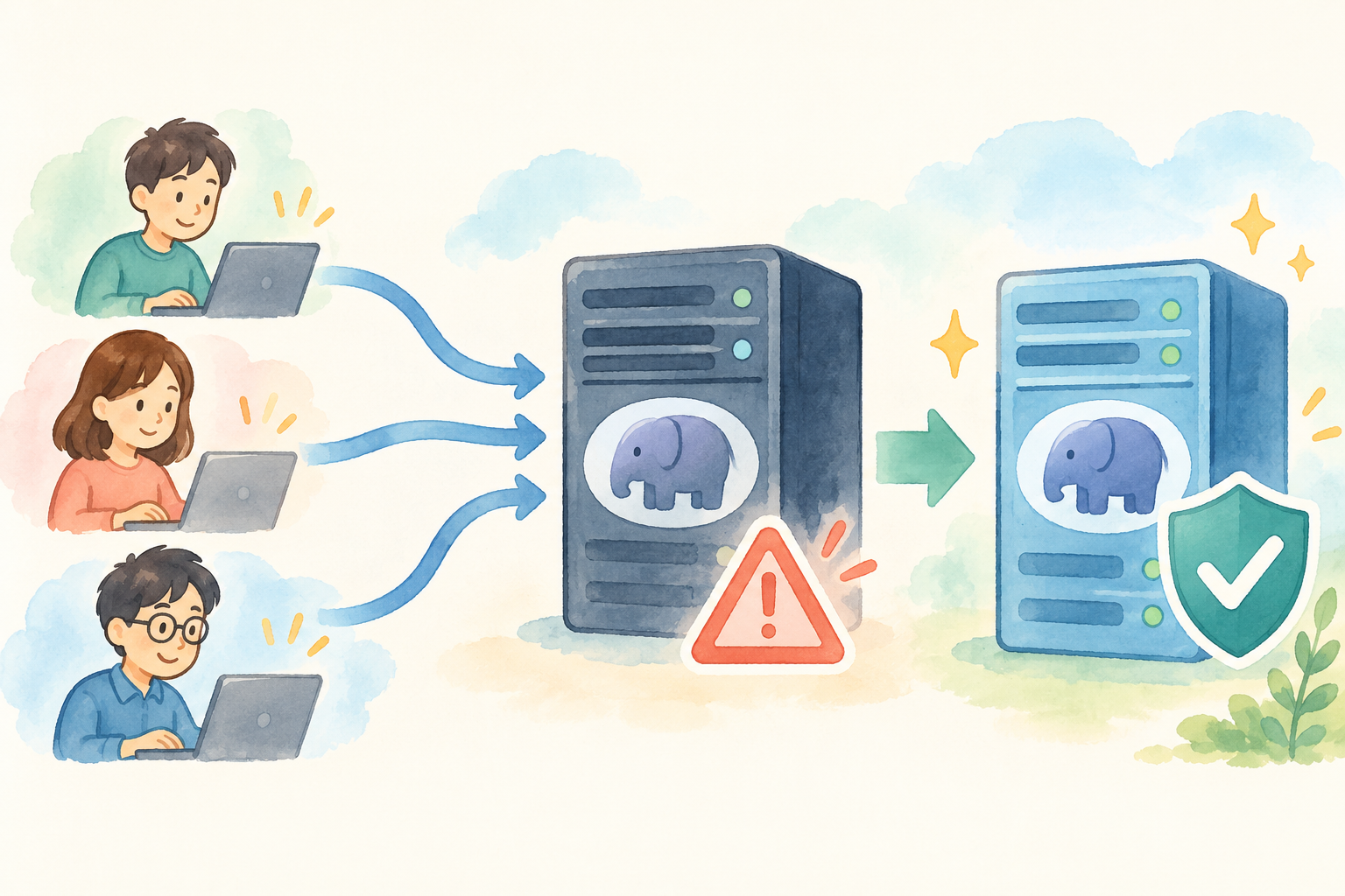 WebサイトへのアクセスがPHPを実行するサーバーへ届き、修正済み環境へ更新する流れ