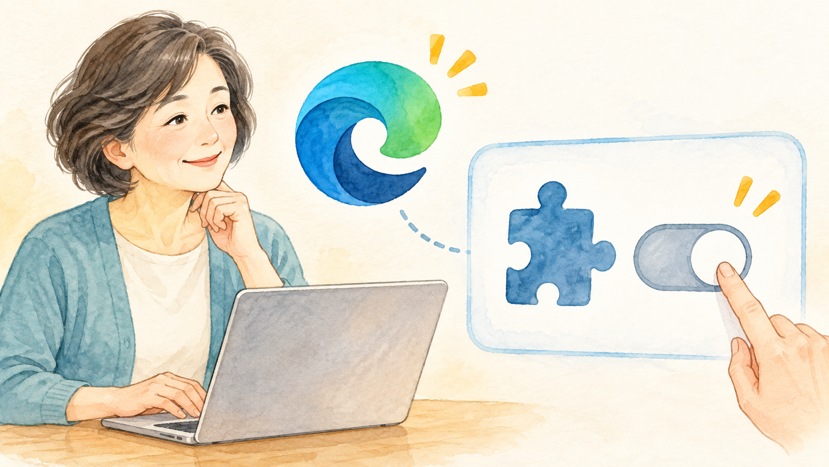 拡張機能を一時停止するスイッチを表す説明イラスト