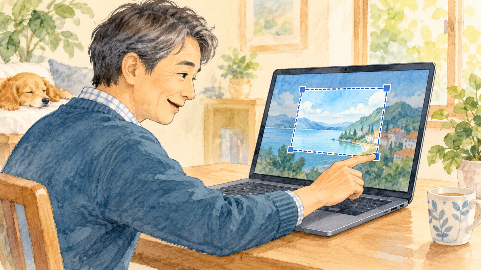 Windows 11のSnipping Toolで画面録画する方法|範囲を選んで動画保存:録画する範囲を四角く選ぶ操作のイメージ