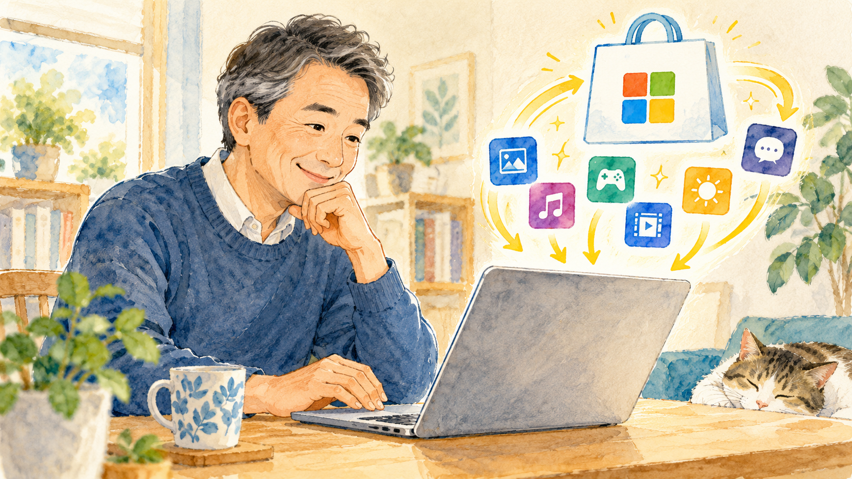Windows 11でMicrosoft Storeアプリを更新する方法|手動確認と自動更新:Microsoft Storeでアプリを更新のイメージ