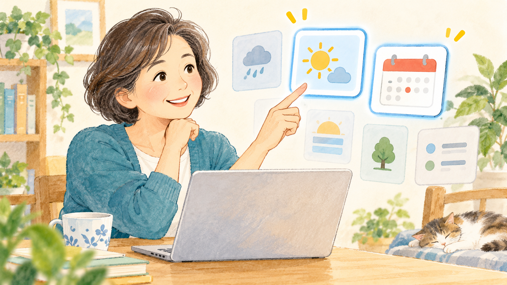 Windows 11のウィジェット：必要な天気や予定のカードを選ぶのイメージ
