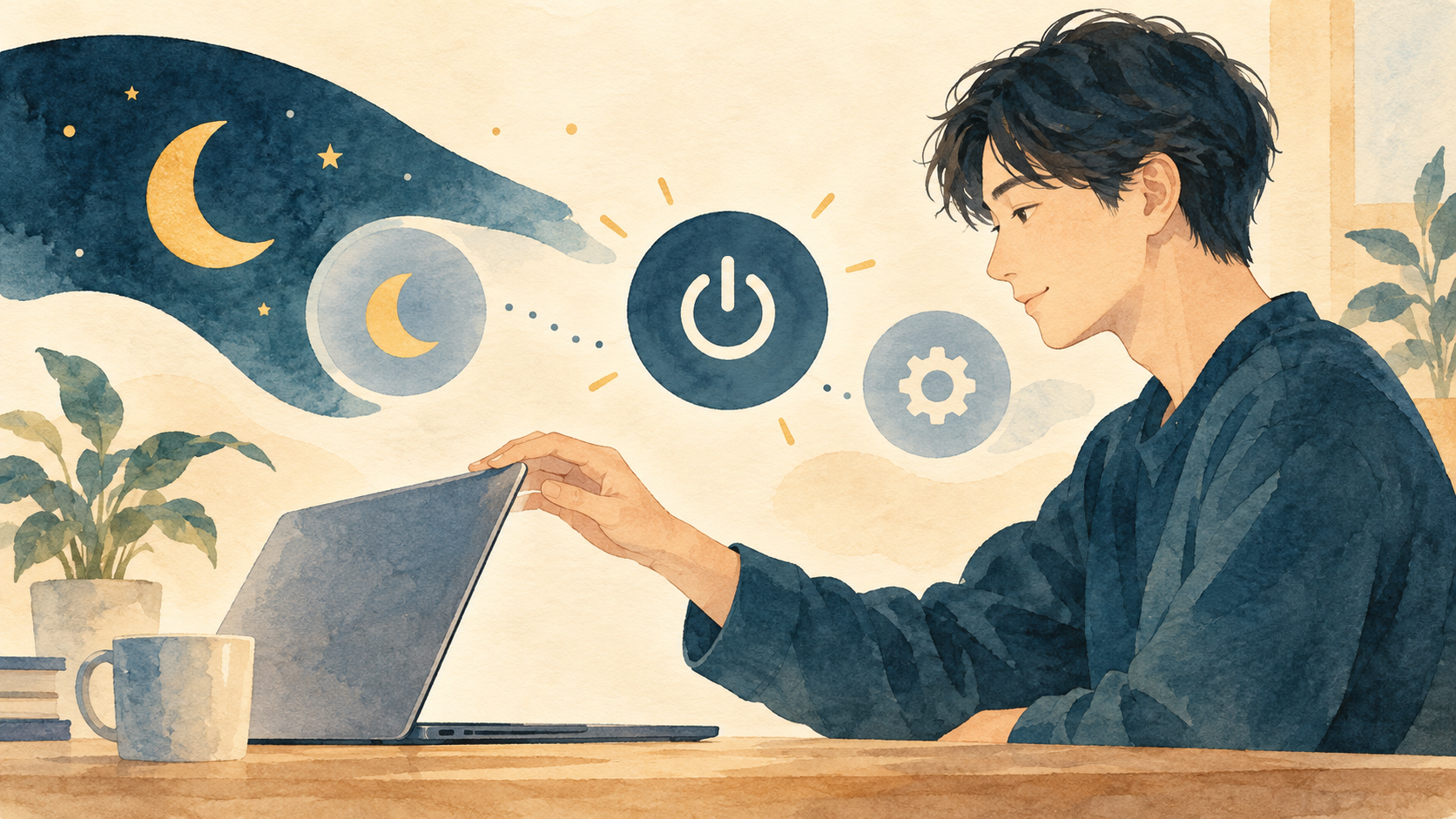 ノートPCの電源設定を開く