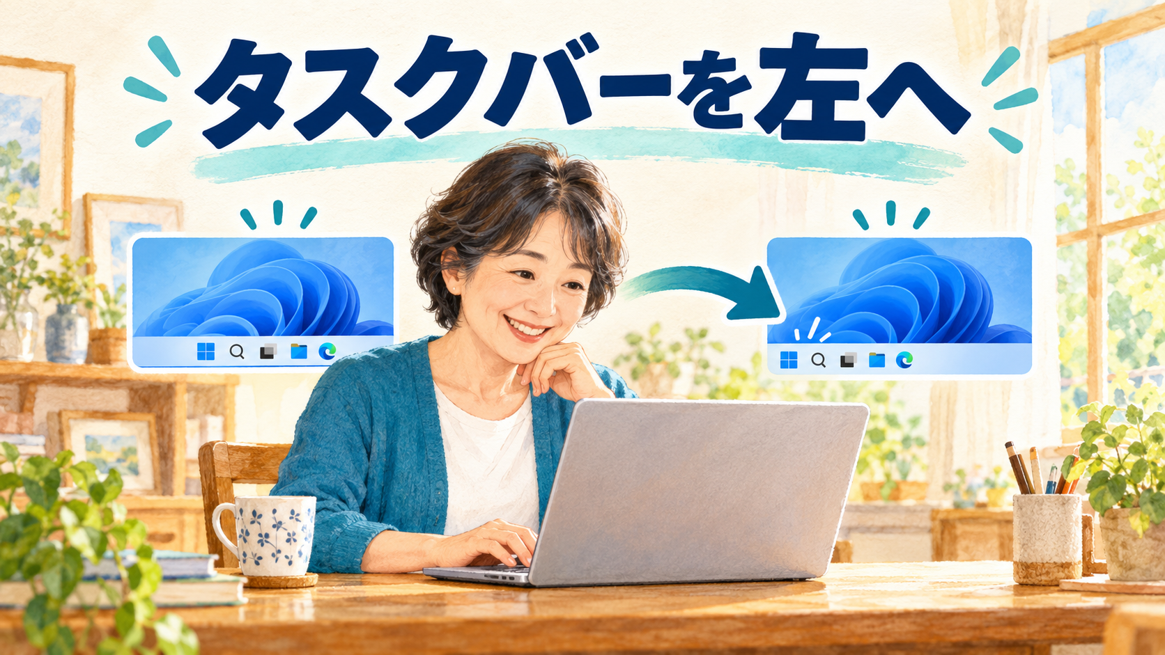 タスクバーを左へを紹介するイメージ