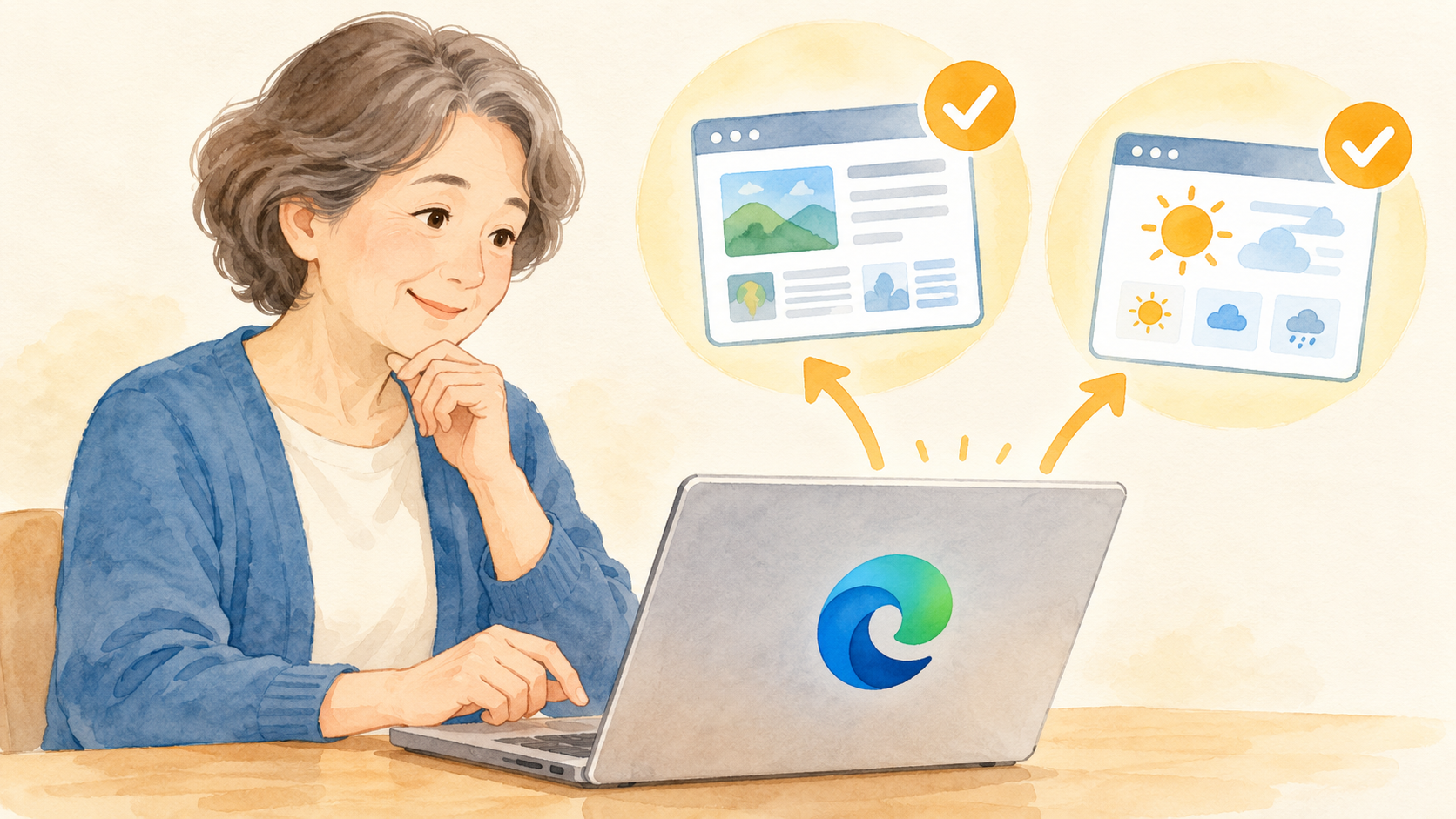 必要な二つのサイトを選ぶ人のイメージ