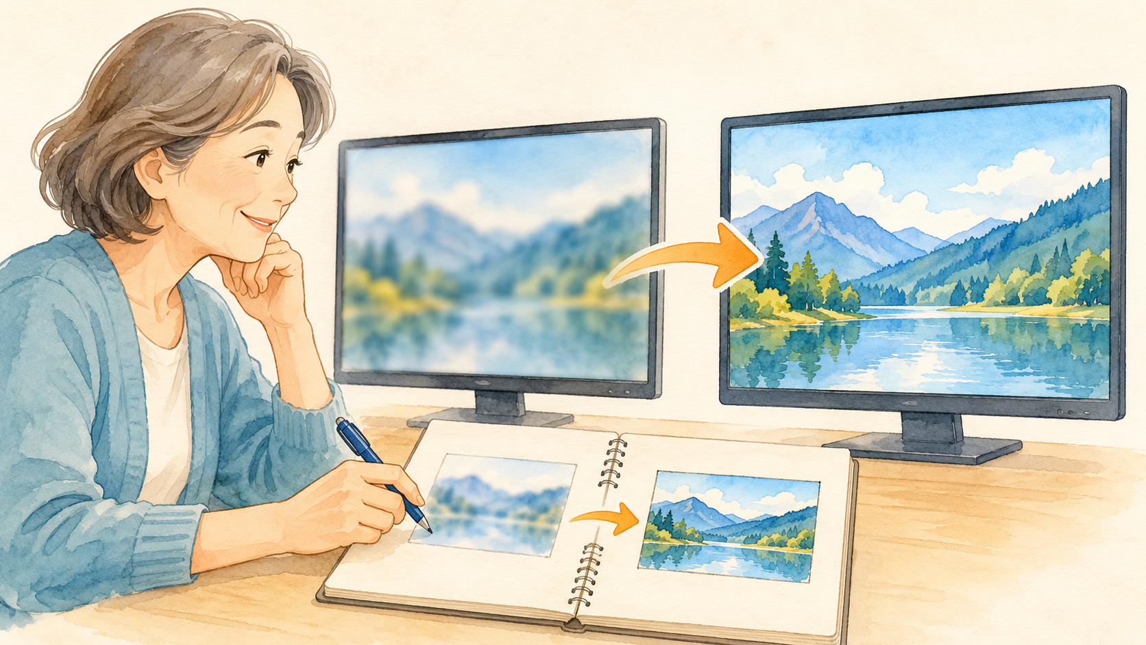 変更前と変更後をノートに記録して比較のイメージ