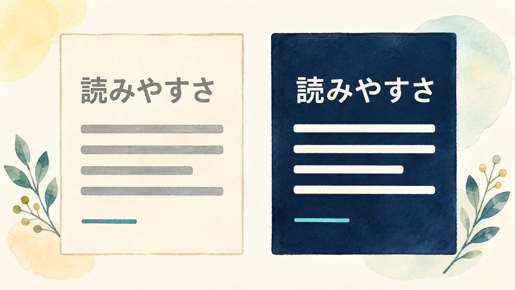 文字と背景の色の組み合わせを比べるイメージ