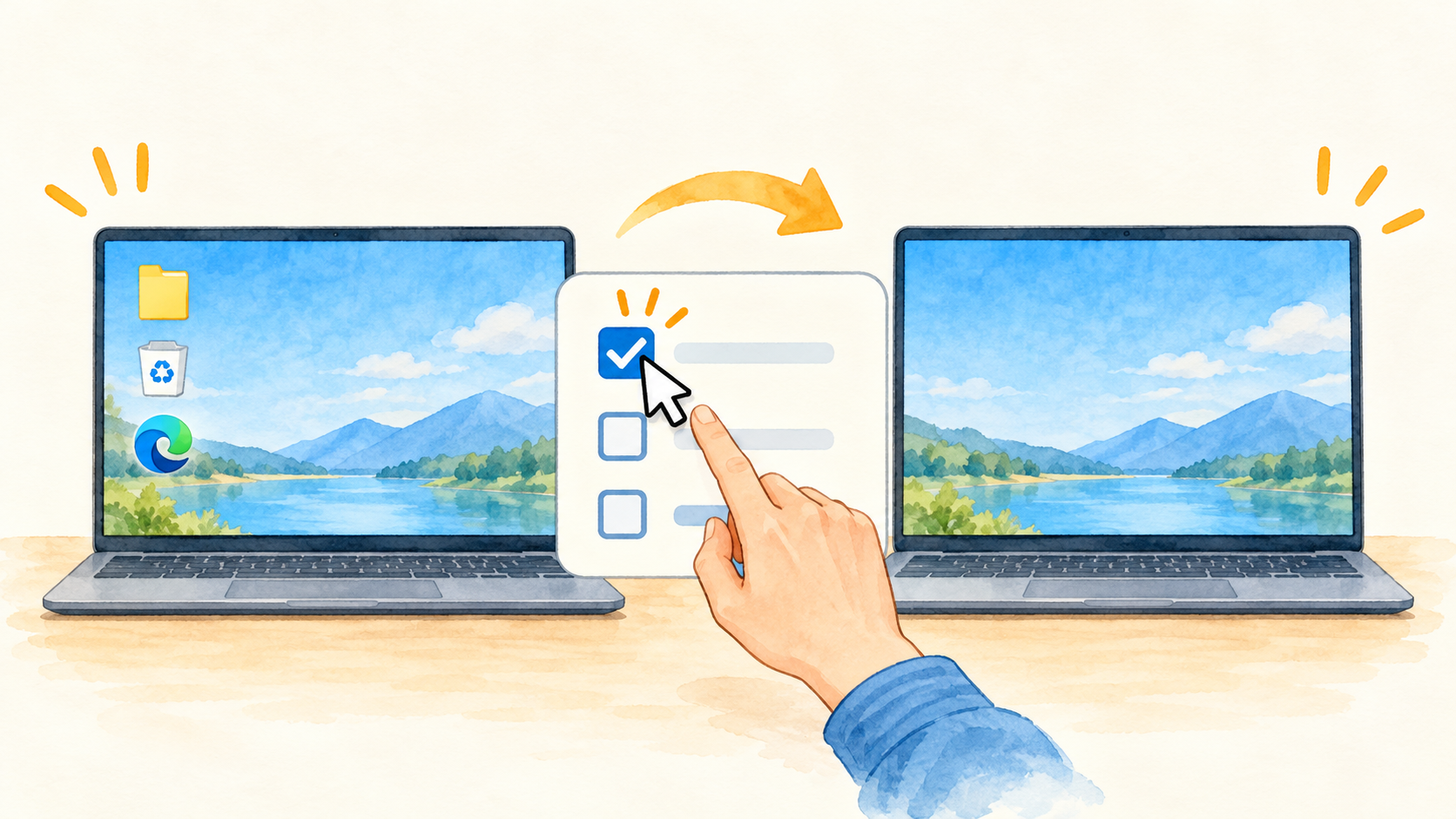 表示を切り替えるチェック項目のイメージを表す説明イラスト